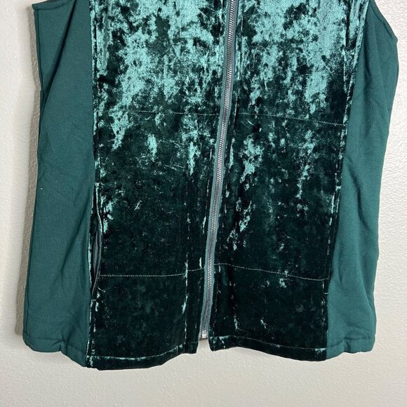 NWT XCVI Forest Green Full Zip Velvet Velour Vest w/ Pockets Size Small - Picture 5 of 8